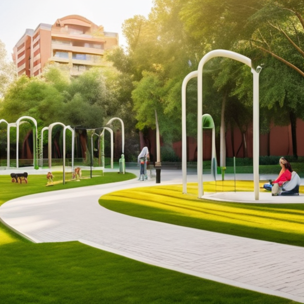 인간 동물 공존을 위한 커뮤니티 중심의 설계 - **Prompt 1: Vibrant Urban Pet Paradise**
A wide-angle shot of a beautifully designed, modern urb...