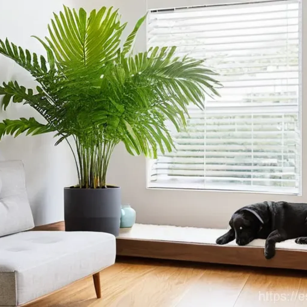 동물 복지를 위한 주거 디자인의 질적 향상 - **Prompt:** A modern and elegantly designed living room, perfectly integrating pet-friendly features...