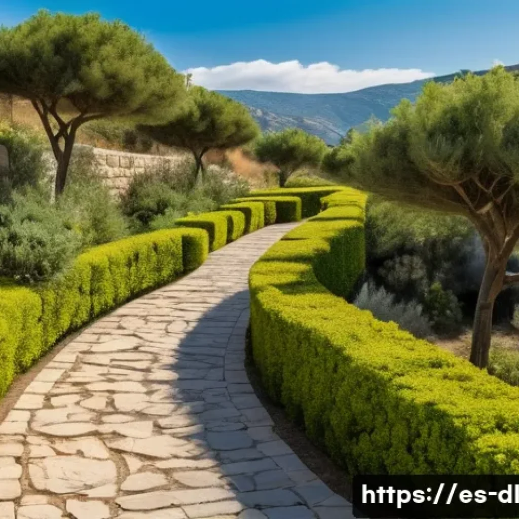 인간 동물 공존을 위한 관광 시설의 건축적 접근 - A serene eco-tourism park in a Mediterranean landscape featuring natural stone walls and lush living...