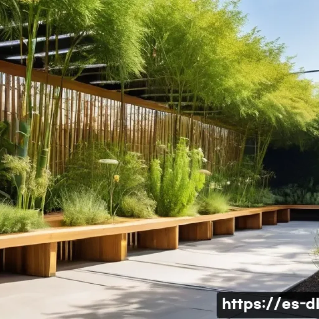 인간 동물 공존을 위한 통합 건축 설계 방안 - A vibrant urban multifunctional green space in a Spanish city, featuring native plants that attract ...