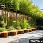 Home 21 인간 동물 공존을 위한 통합 건축 설계 방안 - A vibrant urban multifunctional green space in a Spanish city, featuring native plants that attract ...
