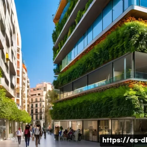 Home 31 도시 생태계를 위한 건축적 해결책 - A modern urban building in Barcelona featuring extensive green roofs and vertical gardens on its fac...
