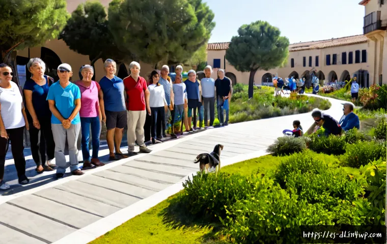 Home 17 인간 동물 공존을 위한 디자인 워크숍 사례 - Photorealistic community design workshop in a sunlit Spanish civic center, diverse adult residents a...